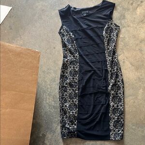 London Times Black Sheath Midi Dress